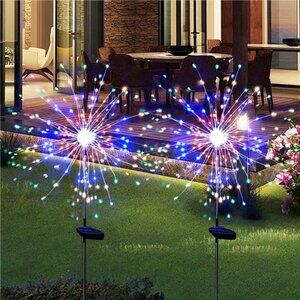 Solar Garden Lights Outdoor Waterproof 2 Pack Firework Stake Lights